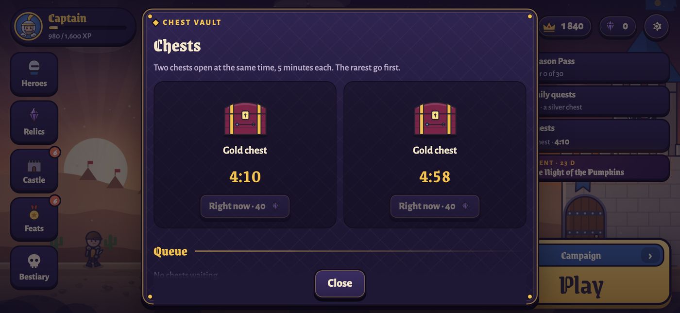 A chest opened after a win