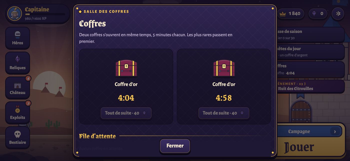 Un coffre ouvert après la victoire